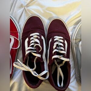 Maroon and white vans size 9.5